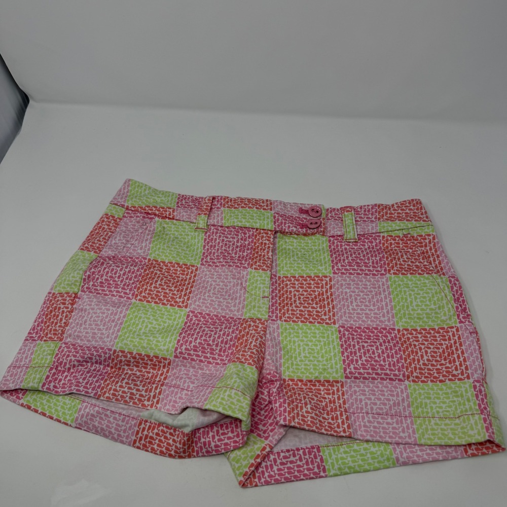 Vineyard Vines Womens Pink Patchwork Whale Logo Shorts Size 0‎ Preppy Cotton